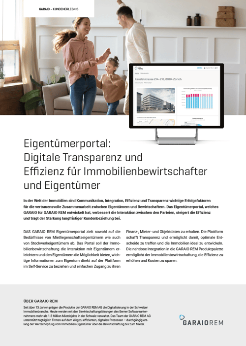 GARAIO REM Eigentümerportal Screenshot Kundenerlebnis